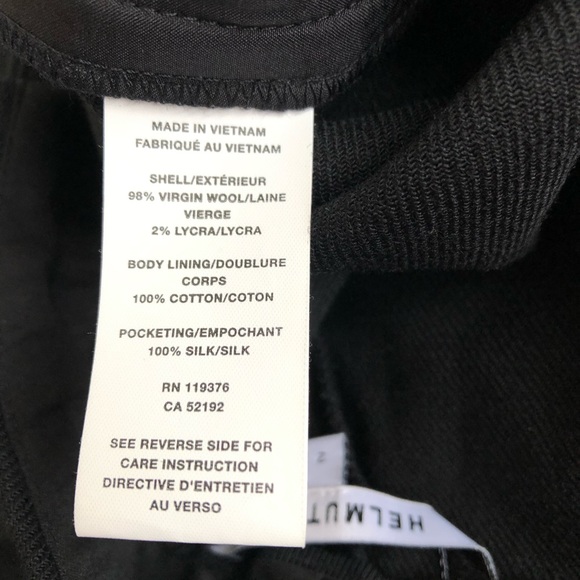 Helmut Lang Black Cropped Double Woven Wool Blend Pants - Picture 8 of 9